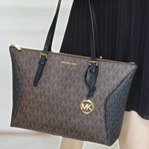  Michael Kors Coraline Large Logo and Leather Tote Bag