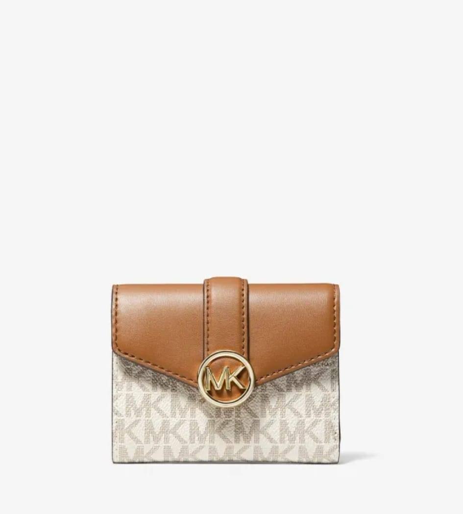 Michael Kors Carmen Medium Flap Bifold Wallet in Optic White